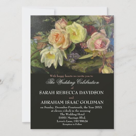 Invitation Mariage de peinture tole antique romantique sombre (Devant)