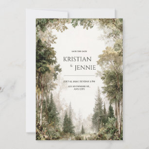 Invitation Mariage de peinture Vintage de forêt enchantée