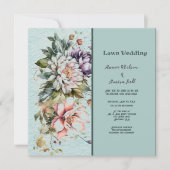 Invitation Mariage de pelouse fleurie Aqua (Devant)