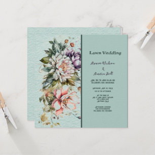 Invitation Mariage de pelouse fleurie Aqua