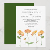 Invitation Mariage de pépites orange aquarelle (Devant / Derrière)