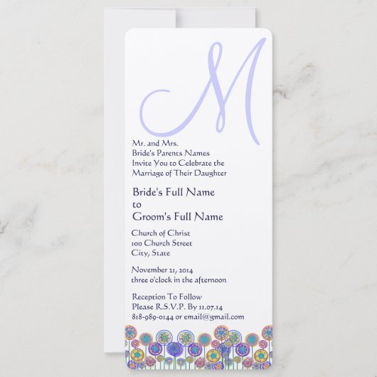 Invitation Mariage de périphérique Lavender Monogram (Devant)