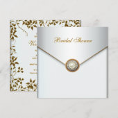 Invitation Mariage de perle d'or blanc (Devant / Derrière)