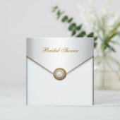 Invitation Mariage de perle d'or blanc (Debout devant)