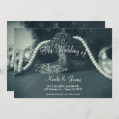 Invitation Mariage de perles Mascarade verte vintage (Devant / Derrière)