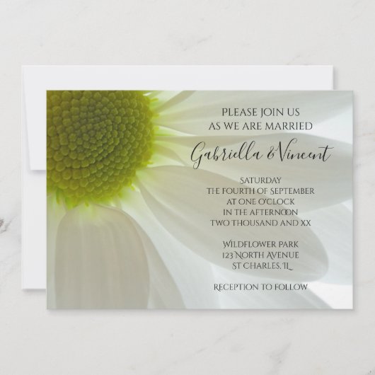 Invitation Mariage de pétales de Fleur de Fleur Blanche (Devant)