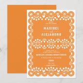 Invitation Mariage de pétoncle mexicain Picado Floral Boho (Devant / Derrière)