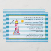 Invitation Mariage de phare à aquarelle rouge (Devant / Derrière)