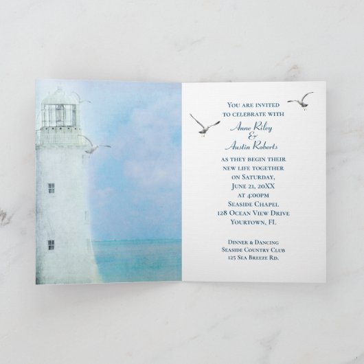 Invitation Mariage de phare blanc (Intérieur)