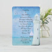 Invitation Mariage de phare blanc nautique (Debout devant)