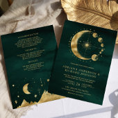 Invitation Mariage de phase de la lune Crescent Or Émeraude C