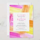 Invitation Mariage de photo couleur jaune rose d'art abstrait (Devant)