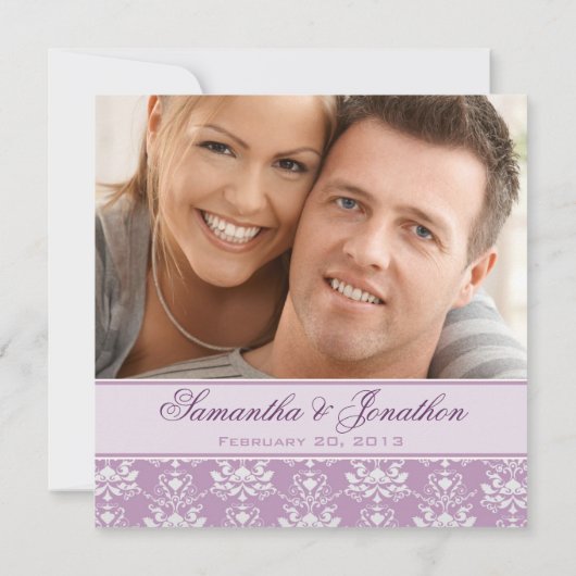 Invitation Mariage de photo de damassé de violette africaine (Dos)