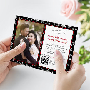 Invitation Mariage de photo de flocons de neige de vacances d