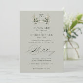 Invitation Mariage de photo de monogramme de branche d'olive (Debout devant)