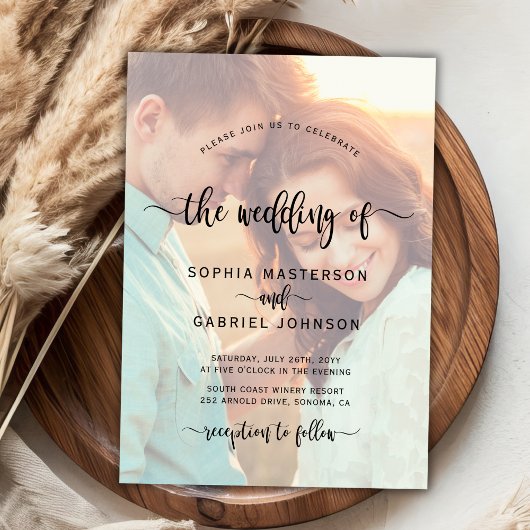 Invitation Mariage de photo de script Boho moderne