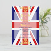 Invitation Mariage de photo en bleu rouge Union Jack (Debout devant)