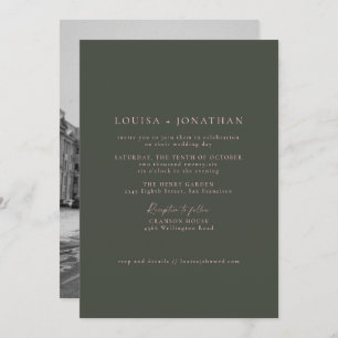 Invitation Mariage de photo minimaliste rose vert