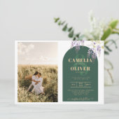 Invitation Mariage de PHOTO tout-en-1 Budget Wisteria QR Code (Debout devant)