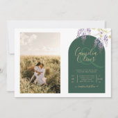 Invitation Mariage de PHOTO tout-en-1 Budget Wisteria QR Code (Devant)