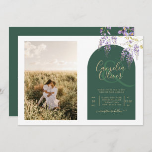 Invitation Mariage de PHOTO tout-en-1 Budget Wisteria QR Code
