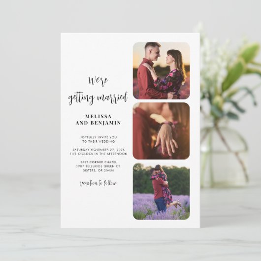 Invitation Mariage de photos de script moderne (Debout devant)