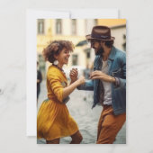 Invitation Mariage de photos florales d'or Turquoise Enregist (Dos)