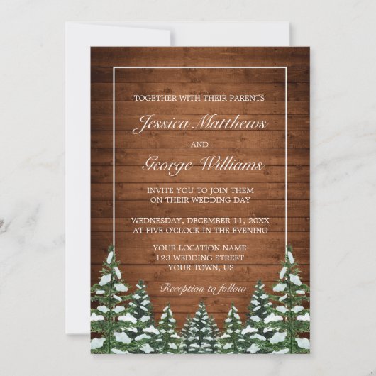 Invitation Mariage de pin de campagne de bois et de forêt de (Devant)
