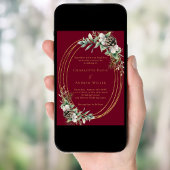 Invitation Mariage de pin de cône bordeaux verdure doré