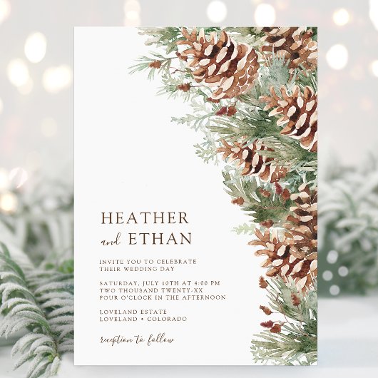 Invitation Mariage de pin d'hiver moderne