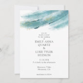 Invitation Mariage de pinceau bleu cool (Devant)