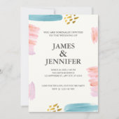 Invitation Mariage de pinceau rose et bleu (Devant)