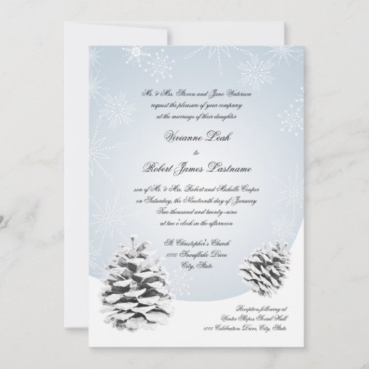 Invitation Mariage de Pinecones d'hiver (Devant)