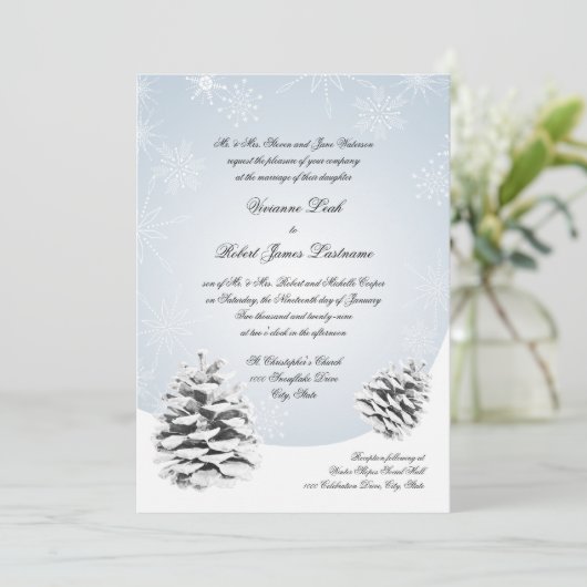 Invitation Mariage de Pinecones d'hiver (Debout devant)
