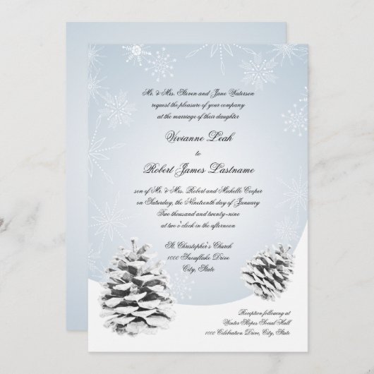 Invitation Mariage de Pinecones d'hiver (Devant / Derrière)