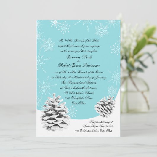 Invitation Mariage de Pinecones d'hiver (Debout devant)