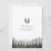Invitation Mariage de pinède de montagne (Dos)