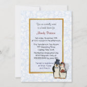 Invitation Mariage de pingouin - Fête des mariées (Devant)