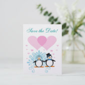 Invitation Mariage de pingouin, retenez la date (Debout devant)