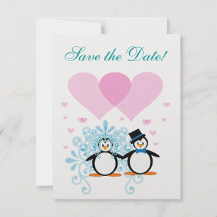 Invitation Mariage de pingouin, retenez la date