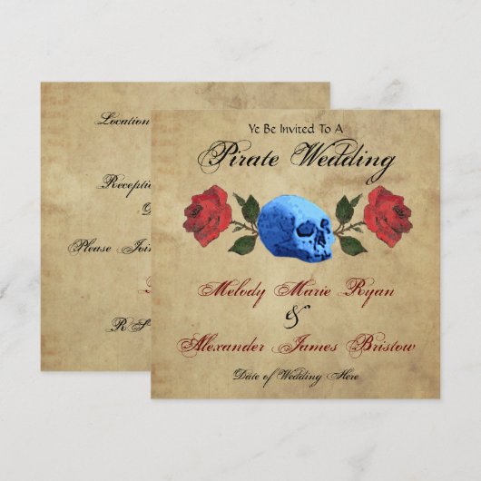Invitation Mariage de pirate (Devant / Derrière)