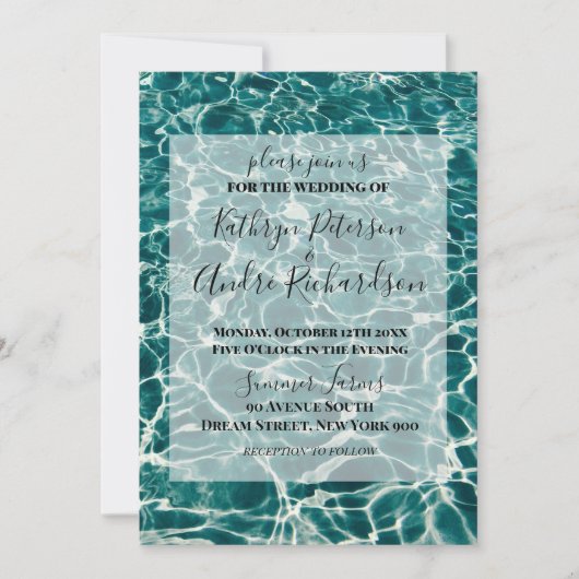 Invitation Mariage de piscine d'été (Devant)