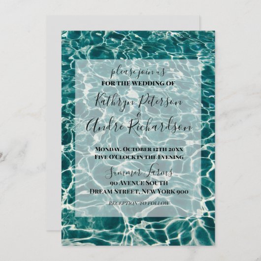 Invitation Mariage de piscine d'été (Devant / Derrière)