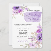 Invitation Mariage de pivoine violet à l'aquarelle tout en un (Devant)