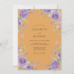 Invitation Mariage de Pivoine Violette au Miel