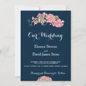 Invitation Mariage de pivoines à fleurs arrière - plans modif (Devant)