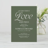 Invitation Mariage de Pizza Vert Forêt Moderne Répétition (Debout devant)
