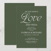 Invitation Mariage de Pizza Vert Forêt Moderne Répétition (Devant / Derrière)