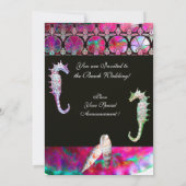 Invitation MARIAGE DE PLAGE À HIPOCAMPES, monogramme rose ble (Dos)