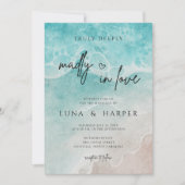 Invitation Mariage de plage à l'aquarelle avec marée moderne  (Devant)